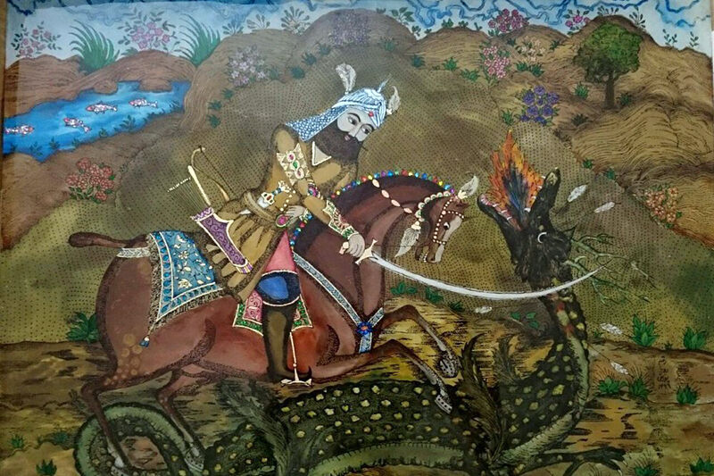 نقاشی پشت شیشه نمایشگاه و غرس نهال در محوطه موزه ملی ایران هنرملی هنردستی