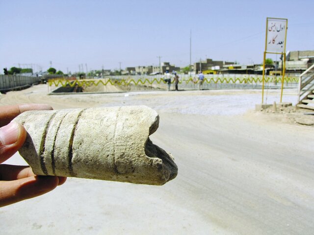 سفال باستانی کشف شده در «شهر هرمز» اهواز خوزستان آثار باستانی میراث فرهنگی